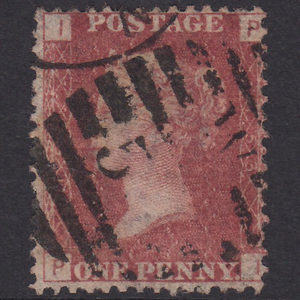 GB QV 1864 1d Lake-Red Plate 153 SG44-G1(2) PI GU London D&S Cancel