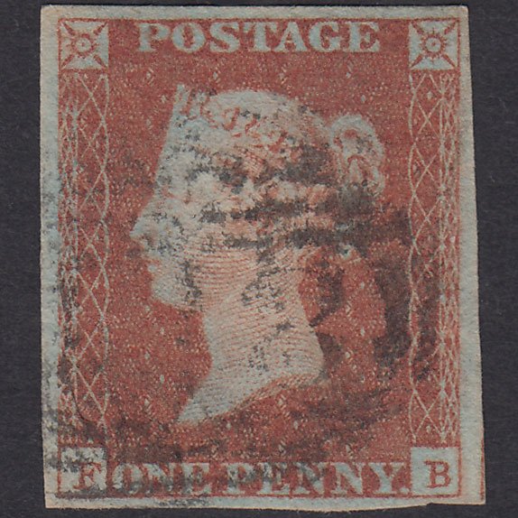 GB QV 1841 1d Red-Brown Plate 87 SG8-B1(1) FB GU 4 Margins