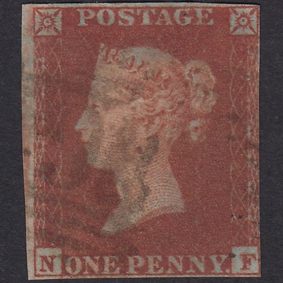 1841 1d Deep Red-Brown Plate 136 SG10-B2(4) NF GU Nr 4 Margins