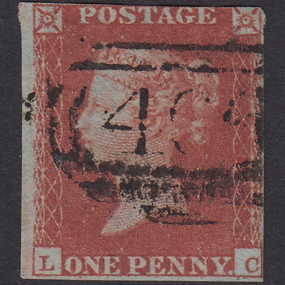 GB QV 1841 1d Red-Brown Plate 127 SG8-B1(1) LC GU 3 Margins