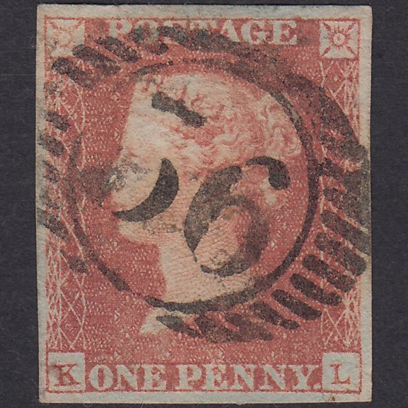 GB QV 1841 1d Red-Brown Plate 101 SG8-B1(1) KL FU 4 Margins London D&S 56
