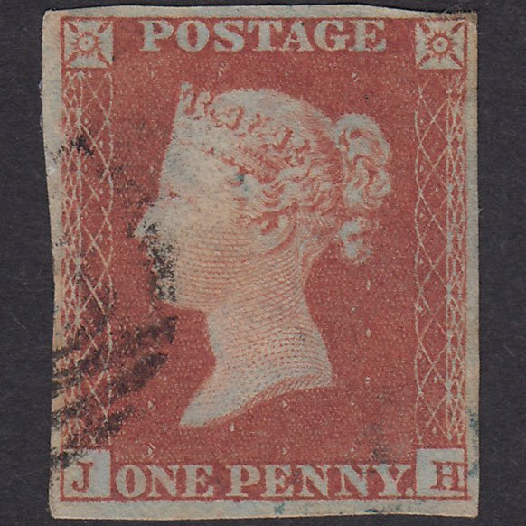 GB QV 1841 1d Red-Brown Plate 151 SG8-B2(1) JH GU 4 Margins Light Cancel