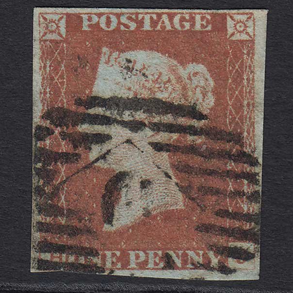 GB QV 1841 1d Red-brown (Plate 86) (SG8) 'HJ' GU London IS Cancel 4 Margins