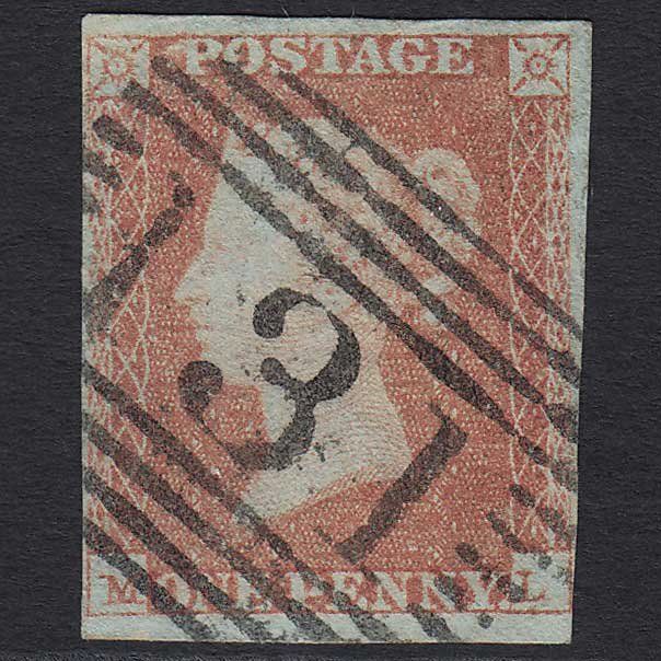 GB QV 1841 1d Pale Red-brown (Plate 101) SG9 'ML' FU Edinburgh (131) 4M