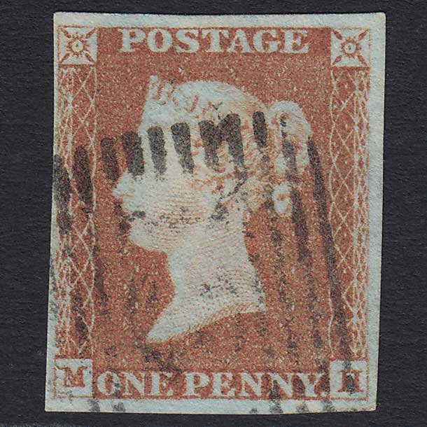 GB QV 1841 1d Red-brown (Plate 72) (SG8) 'MH' FU in Scotland 4 Margins