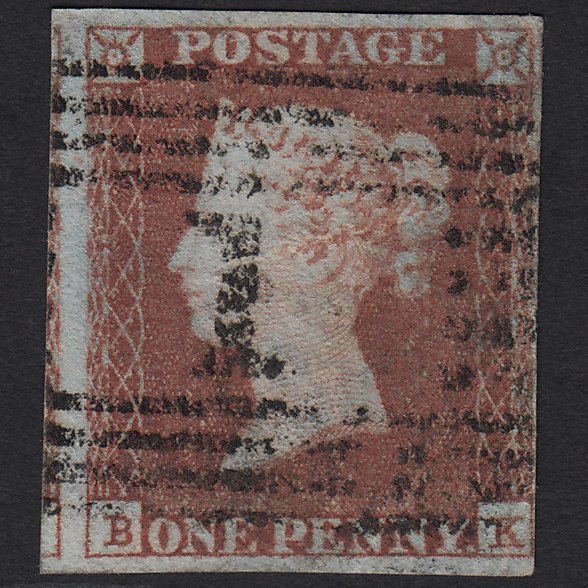 GB QV 1841 1d Red-brown (Plate 96) SG8-B1(1) BK GU Aberdeen 1 4 Margins