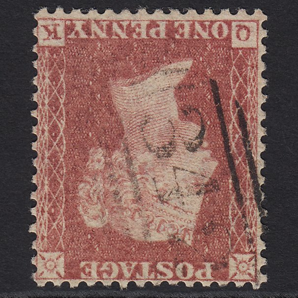 GB QV 1857 1d Rose-red (Plate 44) SG40-C10(1) QK VFU Hastings 342 Wmk Inverted
