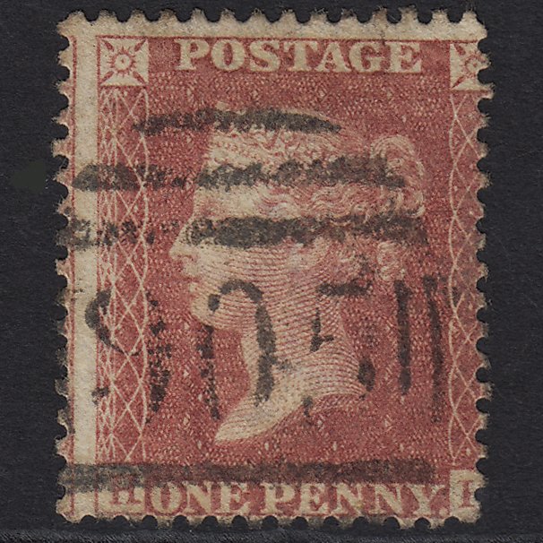 GB QV 1857 1d Rose-red SG40-C10(1) GU Wolverhampton 905 Misperf