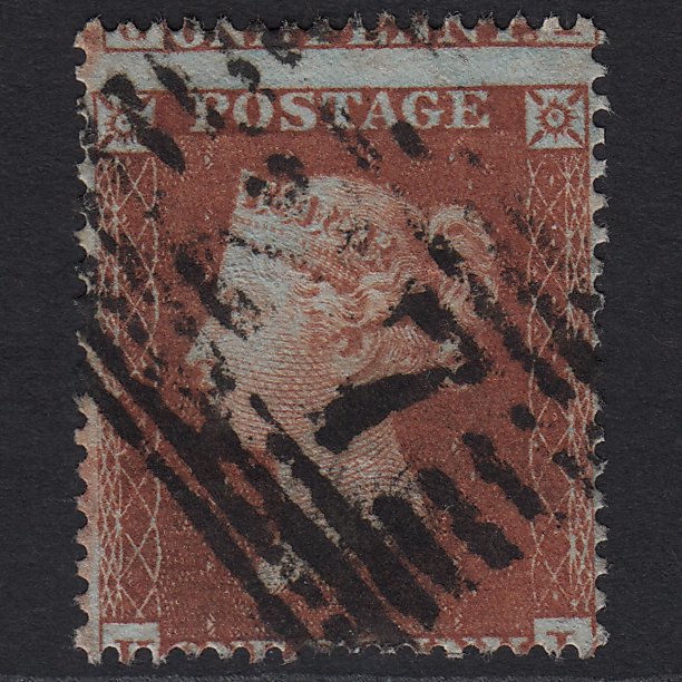 GB QV 1854 1d Red-brown (Plate 195) SG17-C1(1) HI GU Ayr 27 Misperf