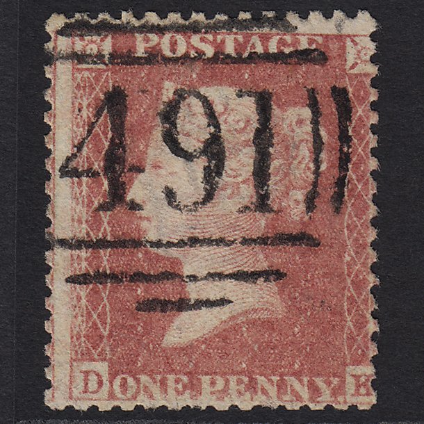 GB QV 1857 1d Rose-red (Plate 59) SG40-C10(1) DK GU Macclesfield 491