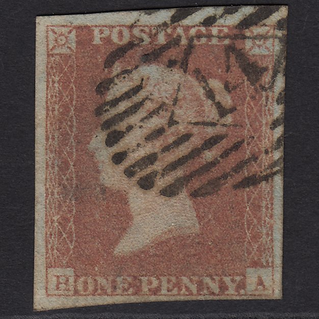 GB QV 1841 1d Red-brown (Plate 90) SG8-B1(1) HA GU 4 Margins London IS 14