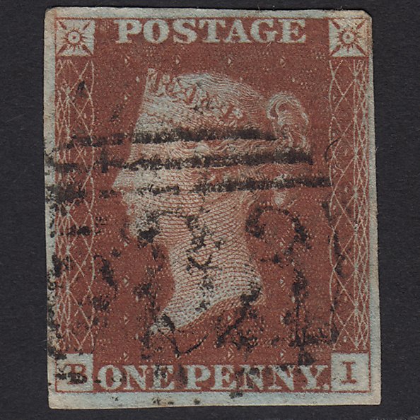 GB QV 1841 1d Red-brown (Plate 42) SG8-B1(1) GUideline BI GU 4 Margins