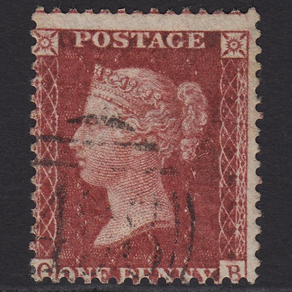 GB QV 1857 1d Deep Rose-red (Plate 57) SG41-C10(4) OB FU Light Cancel Misperf