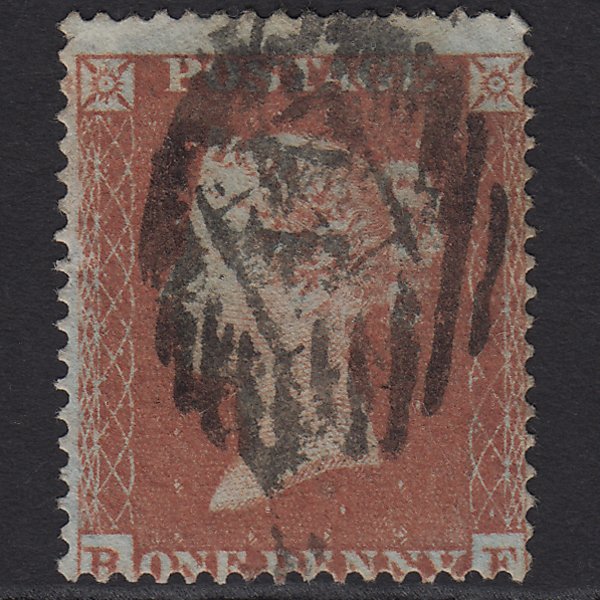 GB QV 1854 1d Red-brown (Plate 166) SG17-C1(1) BF GU London IS Cancel
