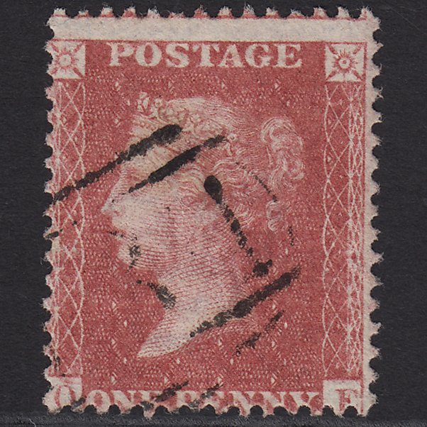 GB QV 1857 1d Rose-red (Plate 52) SG40-C10(1) OE FU Light Cancel Misperf