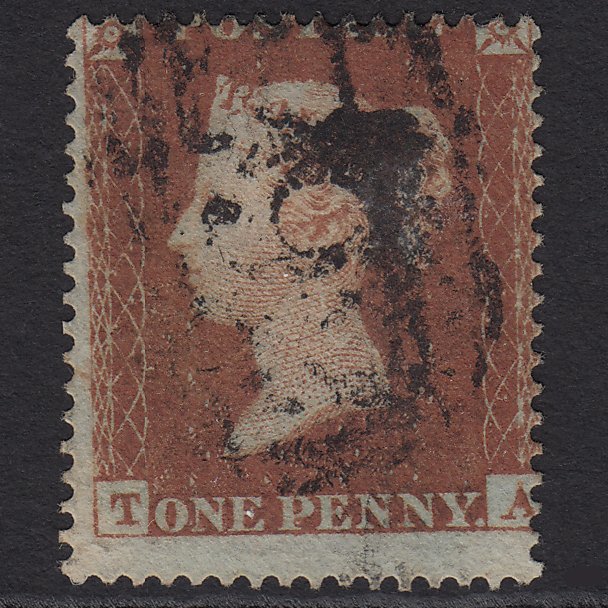 GB QV 1854 1d Red-brown (Plate 177) SG17-C1(1) Constant Variety TA GU Misperf