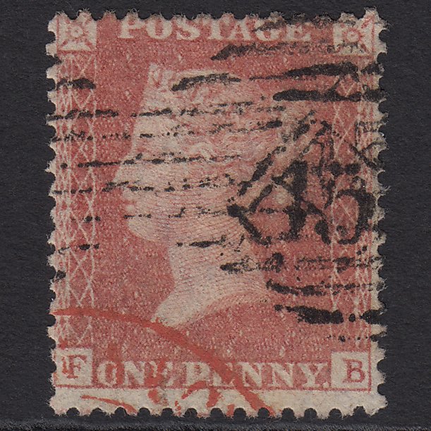 GB QV 1857 1d Pale Rose (Plate 66) SG39-C10(3) FB GU London IS 45 & Red Cancel