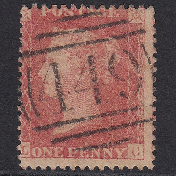 GB QV 1857 1d Rose-red (Plate 43) SG40-C10(1) LC GU Leicester 449