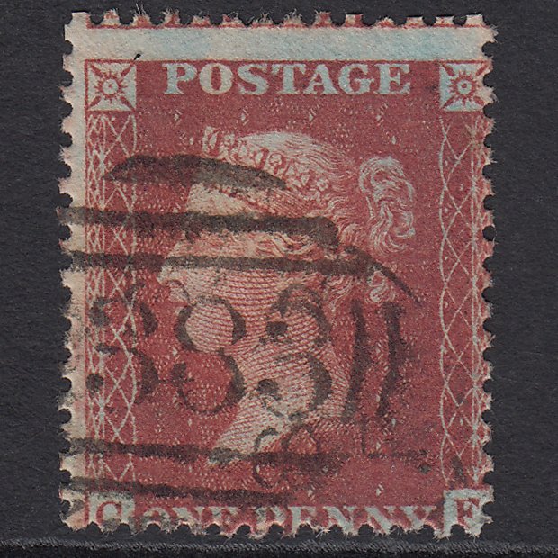 GB QV 1856 1d Red-brown (Plate 34) SG29-C8(1) CF GU Hull 383 Misperf
