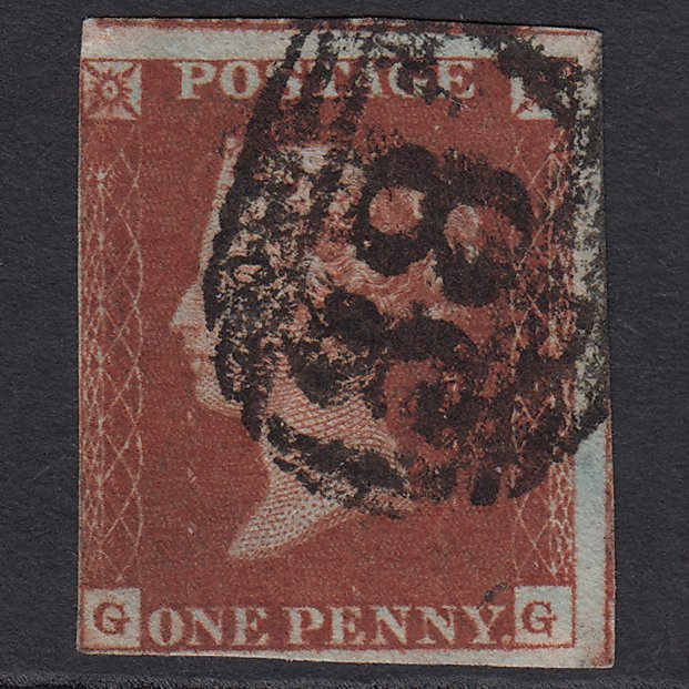 GB QV 1841 1d Deep Red-brown (Plate 52) SG10-B1(4) GG GU 4M Huddersfield 387