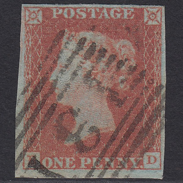 GB QV 1841 1d Very Blued (Plate 123) SG8a-B1(2) BD FU 4M Edinburgh 131