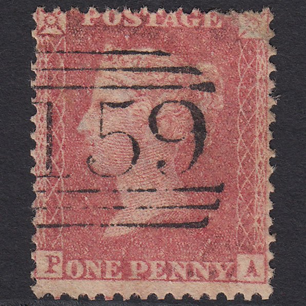 GB QV 1857 1d Rose-red (Plate 55) SG40-C10(1) PA GU Glasgow Barrel 159