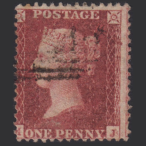 GB QV 1857 1d Deep Rose-red (Plate 58) SG41-C10(4) MJ GU Misperf