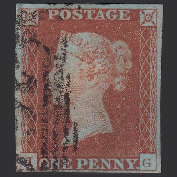 GB QV 1841 1d Red-brown (Plate 68) SG8-B1(1) IK GU 4 Margins