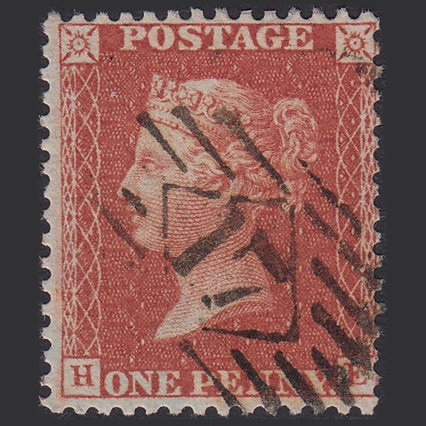 GB QV 1855 1d Brick-red (Plate 5) SG24-C3(6) HE FU London IS 17