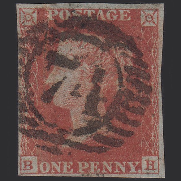 GB QV 1841 1d Red-brown (Plate 160) SG8-B2(1) BH GU 4 Margins London D&S 74