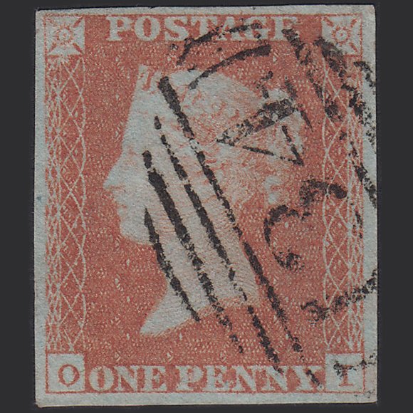 GB QV 1841 1d Orange-brown (Plate 95) SG12-B1(6) OI FU 4 Margins Bristol 134
