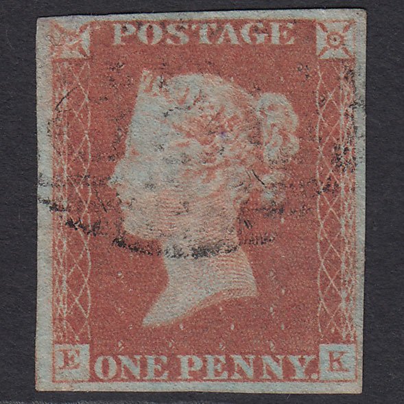 GB QV 1841 1d Red-brown (Plate 76) SG8-B1(1) EK FU 4 Margins Light Cancel