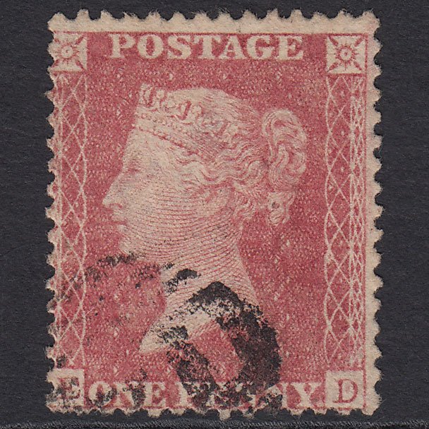 GB QV 1857 1d Rose-red (Plate 57) SG40-C10(1) ED FU Light Cancel