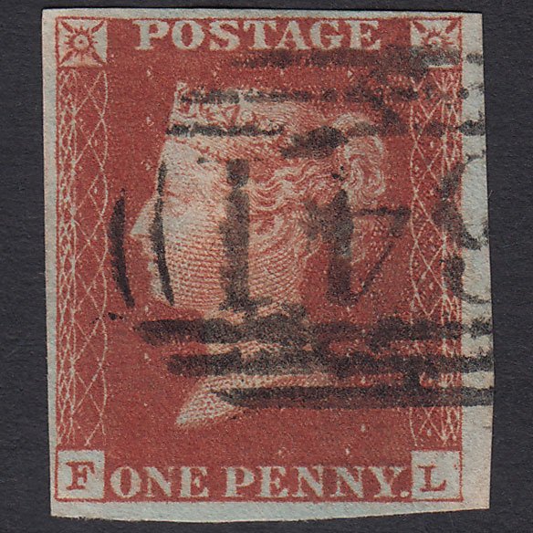 GB QV 1841 1d Deep Red-brown (Plate 52) SG10-B1(4) FL FU 4M Richmond 641