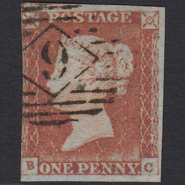 GB QV 1841 1d Pale Red-brown (Plate 66) SG9-B1(3) BC GU 3m London IS Cancel