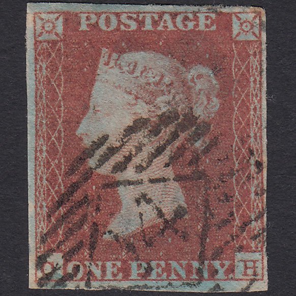 GB QV 1841 1d Red-brown (Plate 90) SG8-B1(1) CH FU 4 Margins London IS 14