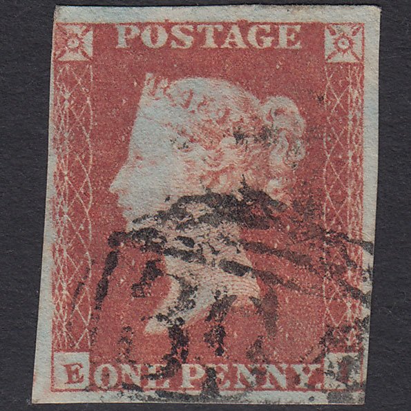 GB QV 1841 1d Red-brown (Plate 87) SG8-B1(1) EI FU 4 Margins Hounslow 394