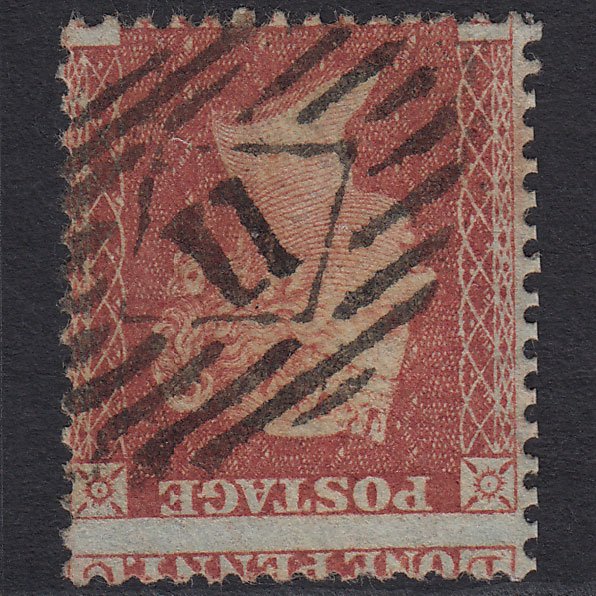 GB QV 1855 1d (Plate 1) SG24-C3(1) Wmk Inv DC FU London IS 11 Large Misperf