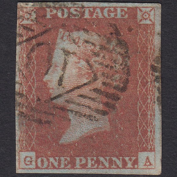 GB QV 1841 1d Red-brown (Plate 86) SG8-B1(1) GA FU 4 Margins London IS 10