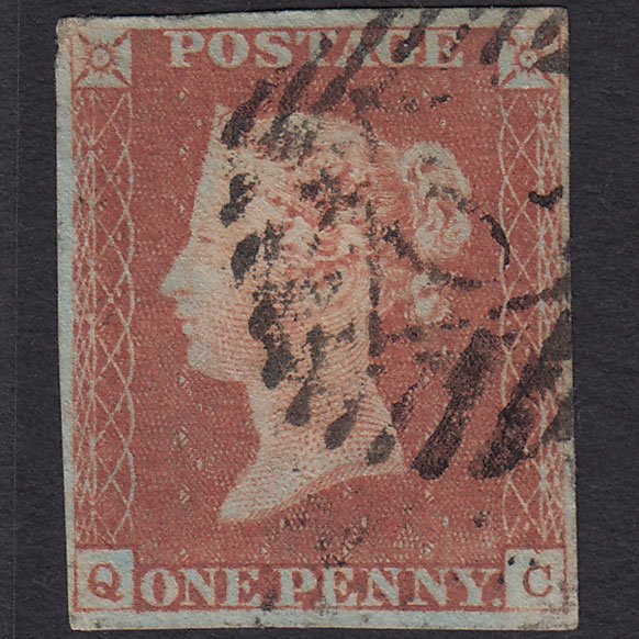 GB QV 1841 1d Red-brown (Plate 77) SG8-B1(1) QC GU 4M London IS Cancel