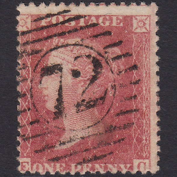 GB QV 1857 1d Pale Rose (Plate 52) SG39-C10(3) EC GU London D&S 72 Misperf