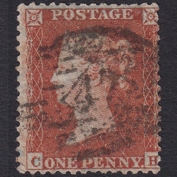 GB QV 1855 1d Red-brown (Plate 204) SG22-C2(1) CH GU London IS Cancel