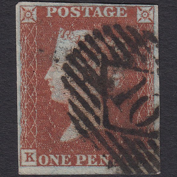 GB QV 1841 1d Red-brown (Plate 37) SG8-B1(1) KH GU 4 Margins London IS 10