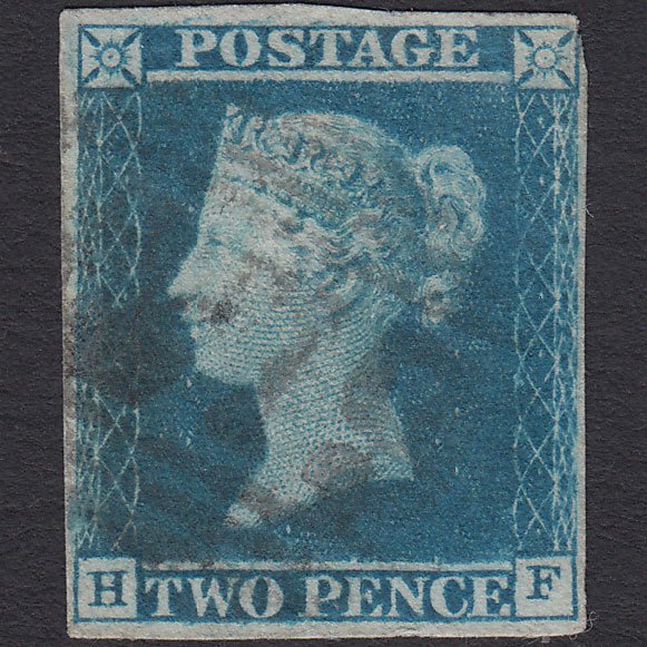 GB QV 1841 2d Blue (Plate 3) SG14-E1(2) HF GU nr 4 Margins