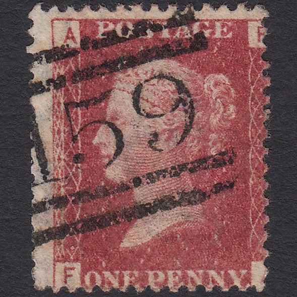 GB QV 1864 1d Lake-red (Plate 147) SG44-G1(2) FA GU Glasgow 159 Misperf