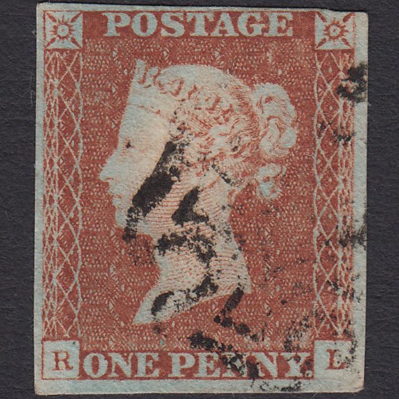 GB QV 1841 1d Red-brown (Plate 26) SG8-B1(1) RL FU 3 Margins Maltese Cross