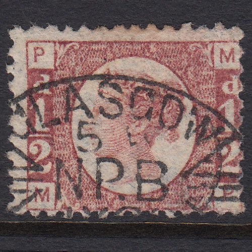 GB QV 1870 1/2d Rose-red (Plate 12) SG48-G4 MP GU Glasgow Npb Cancel