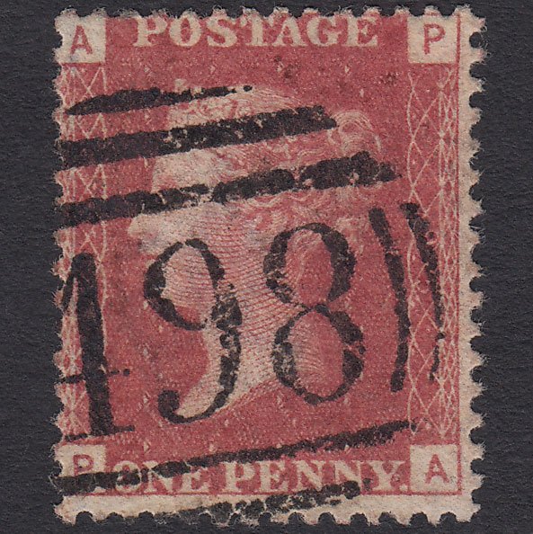 GB QV 1864 1d Lake-red (Plate 95) SG44-G1(2) PA FU Manchester 498