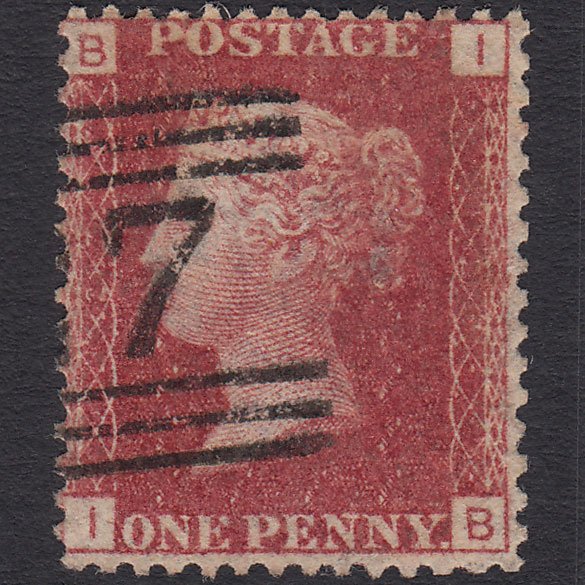 GB QV 1864 1d Lake-red (Plate 127) SG44-G1(2) IB FU Scotland
