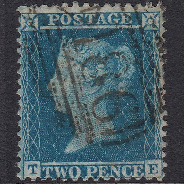 GB QV 1855 2d Blue (Plate 5) SG34-F6 TE FU Dublin 186 Irish Spoon